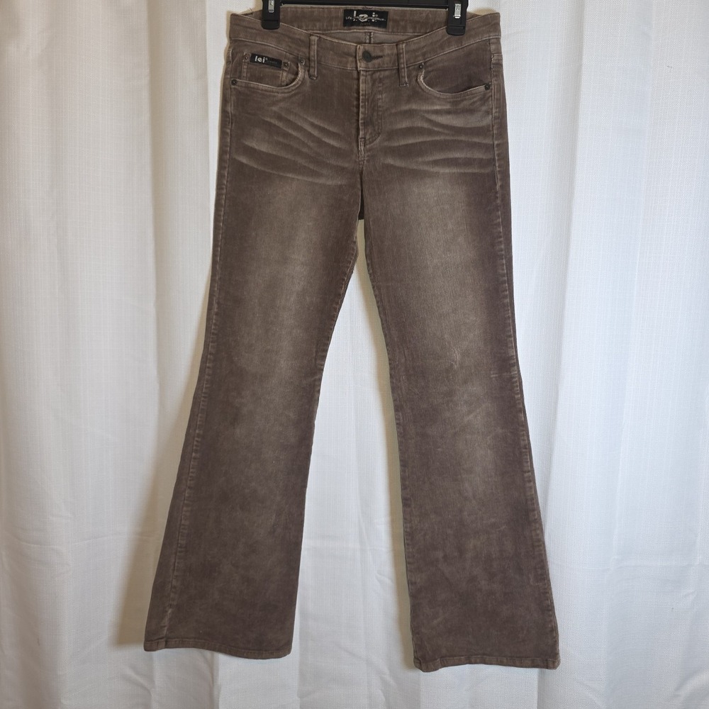 Vtg LEI Women Y2k Brown Flared Leg Corduroy Pants‎ Size 11 Mid Rise